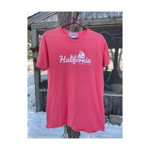 Halifornia Crew T-Shirt Tee Shirt Coral Pink 100% Cotton Sz M